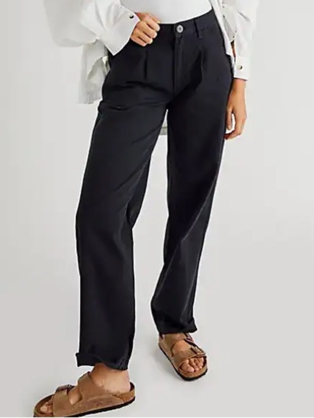 Free People Cya Later Skate Trouser Pant Black 100% Cotton Size 4 Breathable